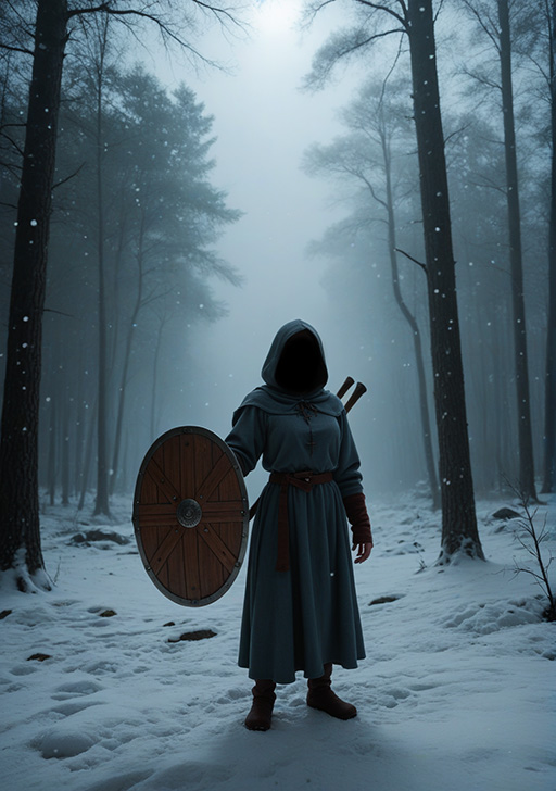 7 Shieldmaiden with shield and stored weapons